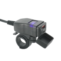 Chargeur USB pour moto 12V 48W USB C PD 30W QC3.0 avec voltmètre, interrupteur, fixation sur guidon ou rétroviseur