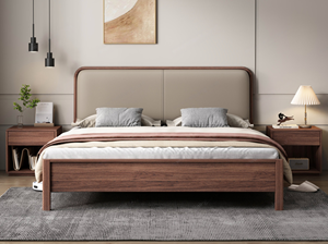 Mochila de Estilo Nórdico, Madera de Nogal Importada, Piel Sintética Delicada y Agradable al Tacto, Relleno de Esponja de Alta Resiliencia, Cama de 1.8m - Product Image 3