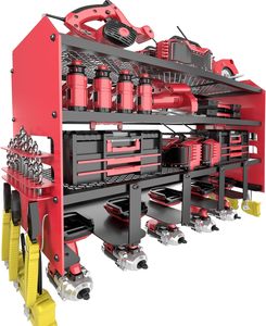 Support mural pour organisateur <span class=keywords><strong>d</strong></span>'outils électriques, support de stockage <span class=keywords><strong>d</strong></span>'outils sans fil, étagère à outils en métal robuste à 4 niveaux pour garage, <span class=keywords><strong>atelier</strong></span> - Product Image 1