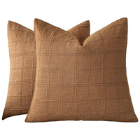 Housse de coussin moderne en fibre de polyester à motif à carreaux grossiers, pour canapé de salon et chevet, style transfrontalier