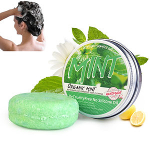 <span class=keywords><strong>Bio</strong></span>-Haarshampoo Fest mit Erfrischungseffekt und Creme-Formel Argan- und Sheabutter-Minzshampoo-Bar - Product Image 1