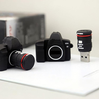 Kamera şekilli USB Flash sürücü 16GB 32GB 64GB özel PVC Pendrive 128GB toptan USB 3.0 sopa