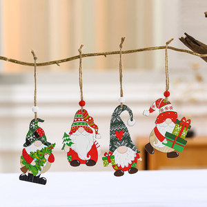 Paquete de 12 adornos navideños de madera en caja, colgantes de madera de anciano sin rostro, decoraciones para árboles de Navidad. - Product Image 3