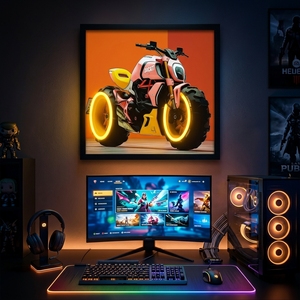 <span class=keywords><strong>Toile</strong></span> encadrée avec lumière LED néon personnalisée, décoration murale moderne 3D pour salle de jeux, garage, bar, voiture de luxe, athlète, sport, icône, <span class=keywords><strong>art</strong></span> <span class=keywords><strong>pop</strong></span> - Product Image 2