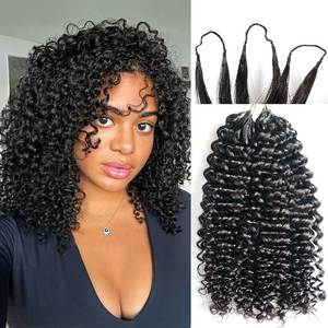 Extensiones de Cabello Humano con Crochet de Pluma Pixie Curl, Rizado Natural, Cutícula Alineada, Fácil Instalación, Reutilizables para Mujeres Negras - Product Image 2