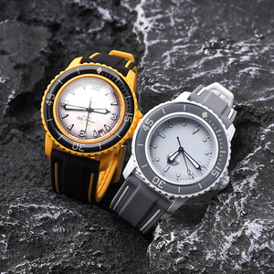 สายนาฬิกาซิลิโคนสองสีสำหรับ SWATCH x Blancpain นาฬิกายาง22มม. สำหรับห้าสิบชุดห้ามหาสมุทร - Product Image 4