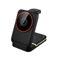Dudukan Pengisi Daya Nirkabel 3 in 1 Lipat 15W PD Magnetik, Lampu Tidur, Pengisi Daya Jam & Earphone, Penyangga Ponsel
