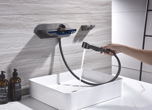2025 pistolet à froid chaud gris mélangeur <span class=keywords><strong>d</strong></span>'eau affichage numériquemontage mural cascade bassin salle de bain <span class=keywords><strong>évier</strong></span> robinet mural <span class=keywords><strong>avec</strong></span> <span class=keywords><strong>douchette</strong></span> - Product Image 5