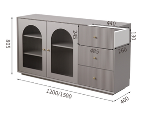 Aparador de Madera Maciza de Lujo Personalizable, Diseño Moderno y Minimalista, Grado E0, Dimensiones 805x1500x400mm, Color Gris Morandi/Marfil - Product Image 2