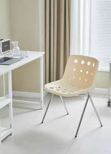 Silla de Comedor Moderna y Creativa de Estilo Crema con Estructura Metálica, Diseño Duradero y Resistente para Uso en Exteriores - Product Image 4