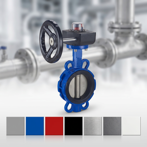 Válvula de Giro Manual de Alta Calidad D371X con Engranaje de Tornillo Sin Fin, Tipo Wafer, Asiento de EPDM/PTFE, Hierro Dúctil DN50-DN300 para Agua - Product Image 2