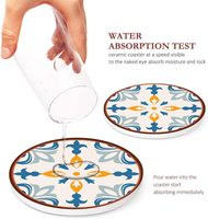 Sous-verres en céramique bohème écologiques les plus vendus avec base en liège, diamètre 10 cm, pour la protection de la table et tapis et coussinets