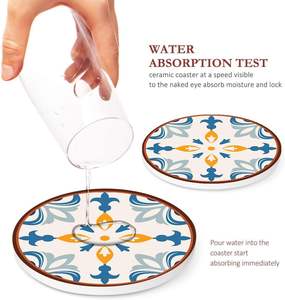 Sottobicchieri in Ceramica Bohémien Ecologici Best-Seller con Base in Sughero, Diametro 10cm, per Protezione Tavolo e Tappetini - Product Image 3