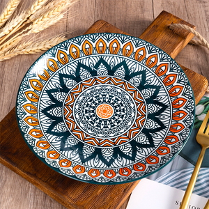 Platos de Cerámica de 8 Pulgadas Estilo <span class=keywords><strong>Bohemia</strong></span>, 4 Diseños, Vajilla Pintada a Mano, Platos para Cena, Juego de Platos de Cerámica - Product Image 4