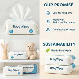Toallitas Húmedas Personalizadas al por Mayor, 60 Piezas, Agua Pura Sin Alcohol, Toallitas Húmedas para Bebés - Product Image 3