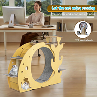 Roue d'exercice pour chat Roues de chat de 37 pouces pour intérieur 4 en 1 Tapis de tour d'arbre pour chats adapté à la roue de course silencieuse