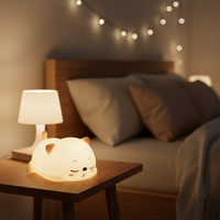 Veilleuse LED tactile rechargeable en silicone minimaliste Kawaii Chat pour chambre d'enfant, décoration mignonne de chaton