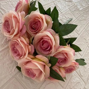 Ramo de rosas de seda Artificial, <span class=keywords><strong>accesorios</strong></span> nupciales para boda, Borgoña - Product Image 2