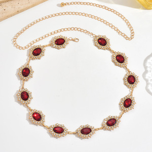 เครื่องประดับชุนฉวน  โซ่คาดเอวโลหะผสมสำหรับผู้หญิง ดีไซน์ย้อนยุคสไตล์วัง  ตกแต่งคริสตัลหรูหรา  ช่วยเสริมรูปร่างให้ดูเพรียว - Product Image 3