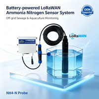 Sonde de surveillance d'ammoniac et d'azote NH4-N LoRaWAN alimentée par batterie pour l'acquaculture hors réseau et la surveillance des eaux usées, prise en charge OEM