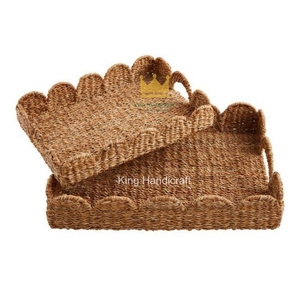 Bandeja de Servir Tejida a Mano King Handicraft de Cuerda de Papel con Borde Festoneado, Cesta Decorativa Hecha a Mano para Almacenamiento en el Hogar, ¡Gran Venta! - Product Image 2