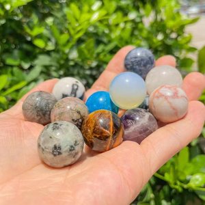 Boule <span class=keywords><strong>de</strong></span> cristal Non poreuse <span class=keywords><strong>de</strong></span> 20mm/mélange assorti <span class=keywords><strong>de</strong></span> perles rondes Non percées sans trou, pierres précieuses, pierre <span class=keywords><strong>de</strong></span> poche, sculpture <span class=keywords><strong>de</strong></span> sphère, cristal et marbre - Product Image 2