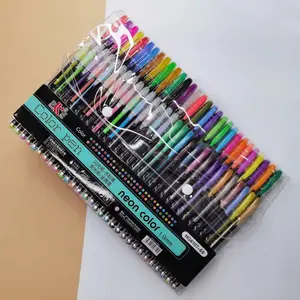 60colors 하이 퀄리티 젤 잉크 펜 문구 세트 pvc 및 네온/글리터/메탈릭/형광등 다양한 색상