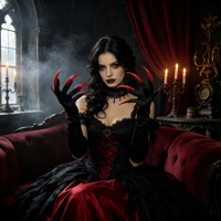 Gants longs d'Halloween avec ongles longs, gants griffes de vampire, sorcière, fantôme, accessoires de costume de cosplay