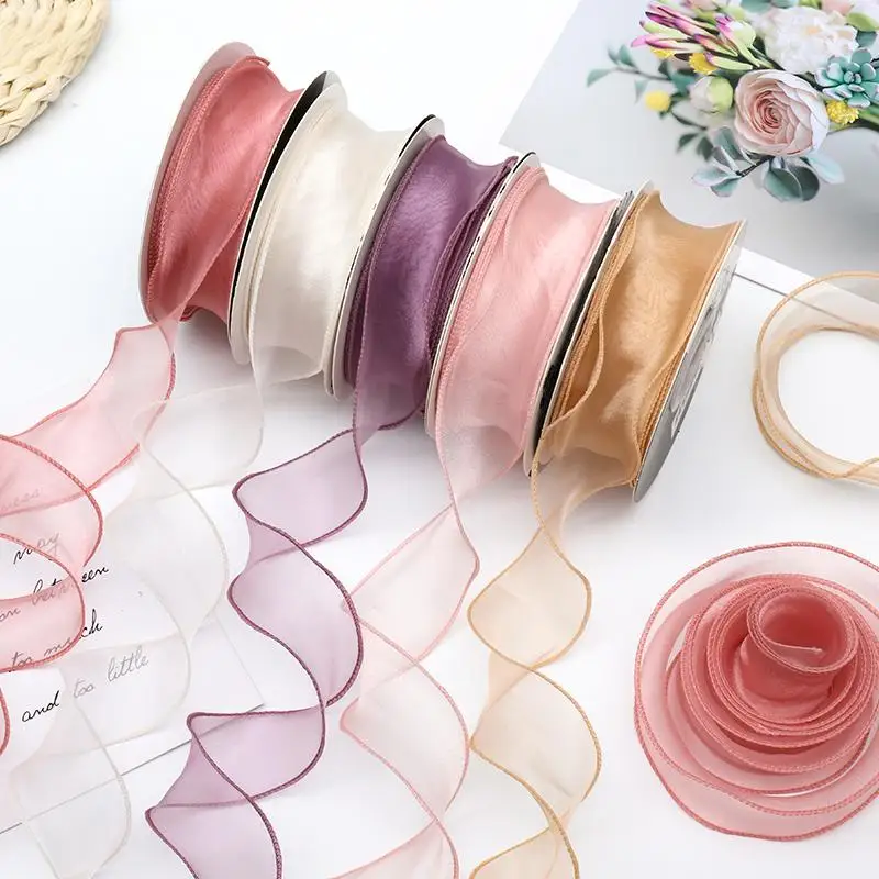 40mm Wavy Coiled Polyester Satin Ribbon Fish Tail Yarn Curled Organza for Christmas Cake Handcrafted Gift Box Bow Decoration