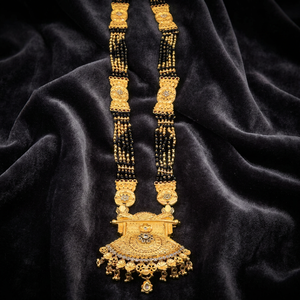 Wholesale 24K Micro Gold AD Stone Big Pendant Mangalsutra, Traditional Wedding Mangalsutra, Forming AD Stone Long Mangalsutra. - Product Image 2