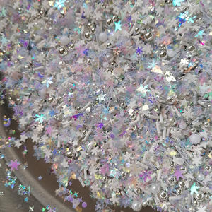 1kg di melma artigianale artigianale con granelli di Natale bianco fiocco di neve con paillettes Mix di argilla polimerica invernale argento spruzza fette - Product Image 6