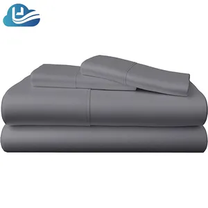 Cloudland Bambu Bed Sheets Sets 4 Peças Conjunto de Cama Atacado 100% Bambu Orgânico Equipado bedsheet conjunto Carvão Viscose
