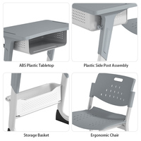 Meubles de classe en plastique ABS, bureaux d'école réglables en hauteur, table et chaise d'étude pour enfants avec étagères pour les élèves du primaire/du secondaire