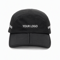 Casquette de baseball ajustable à 5 panneaux style hip-hop, en polyester/coton, avec bande réfléchissante, légère, pour le sport et les activités de plein air