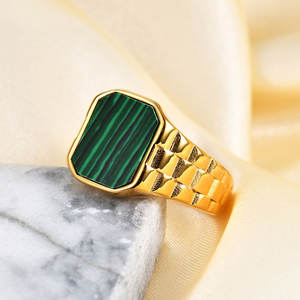 Anillo de reloj de moda para mujer, chapado en oro fino de 14k y 18k, de acero inoxidable 316L, con madreperla, que no se deslustra. - Product Image 1