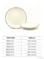 Ensemble d'assiettes en mélamine, bordure rustique vintage mouchetée, assiettes rondes pour dîner, vaisselle en mélamine incassable pour restaurant, maison, restauration