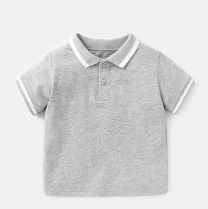 Vente en gros de polo pour enfants, uniformes gris à manches courtes, polo scolaire d'été pour enfants, polo personnalisé en coton de haute qualité pour bébé - Product Image 3