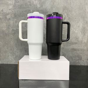 Mug de voyage en acier inoxydable personnalisé avec logo, noir et blanc, revêtement en poudre, plaqué violet, H2.0, 40 oz, pour gravure au laser - Product Image 4
