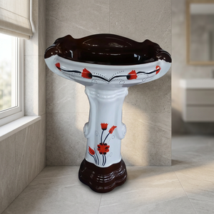 Modern Designer Floor Standing Washroom Ceramic Pedestal Big Sterling Set Wash Basin - Product Image 6