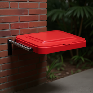 Contenitore per Rifiuti da Parete 530mm con Coperchio Rosso - Product Image 3