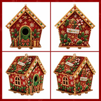 Kit de Peinture Diamant DIY Maison en Bois de Noël, Ensemble Artisanat Maison de Pain d'Épices 3D pour Décoration de Noël et Cadeau
