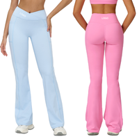 Pantalon évasé pour femme, taille haute, coupe ajustée, avec ceinture croisée sur le devant, design légèrement évasé, pour activités de plein air et vêtements de sport
