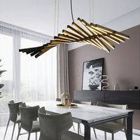 Lampu Gantung Chandelier 30 Kepala Model Tulang Ikan Akrilik Panjang Desain Modern untuk Ruang Tamu, Populer, dengan Basis Bohlam E26 dan Peredupan Tanpa Tingkat