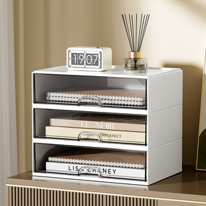 Desktop <b>Storage</b> <b>Box</b> White Rectangle Transparent <b>Drawer</b> Multi Functional Office Student Dormitory Organizer - Product Image 3
