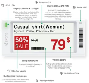 Zkong toptan bakkal ucuz süpermarket fiyatlandırma e-mürekkep ekran fiyat etiketi