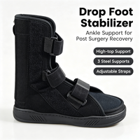 Orthèse cheville-pied en velours rembourrée en mousse avec 3 supports en acier pour stabilisation du pied tombant, rééducation des fractures métatarsiennes et valgus