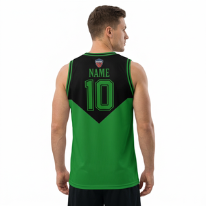 Camiseta Deportiva de Baloncesto Haq Meharban para Hombre, Sin Mangas, Estampado Sublimado, Verde y Negro, Transpirable, Ajuste Atlético - Product Image 3