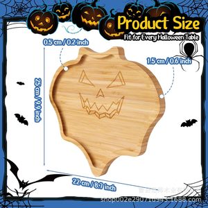 Bamboo Halloween <b>Tray</b> Pumpkin Shape Serving Platter For Party Decor And Food Display - Product Image 3