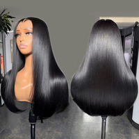 Perruque Frontale HD Glueless en Cheveux Humains Très Lisses, Bruts Vietnamiens, Cuticules Alignées, Pré-Épilées, Super Double Drawn