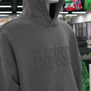 Wholesale Unisex Heavyweight Fleece Oversized 3D Embossed Hoodie with Custom Logo Streetwear Essential <b>Pullover</b> Hoodie for <b>Men</b> - Product Image 5